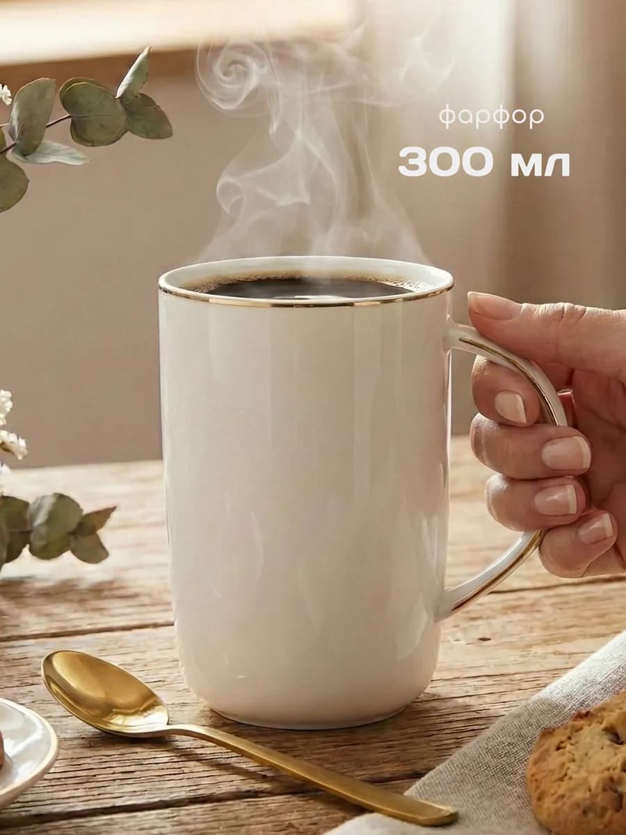 Кружка для кофе и чая фарфоровая 300 мл