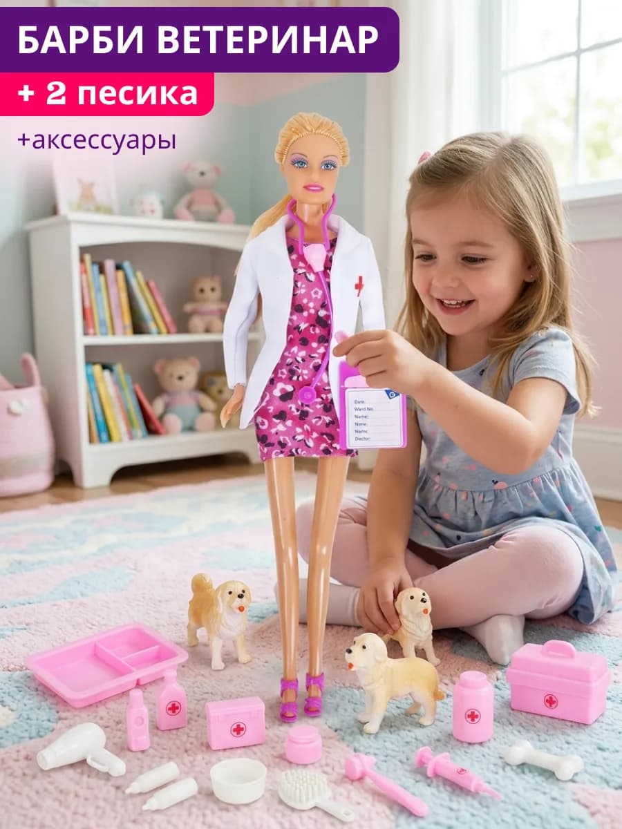Кукла барби Мама ветеринар с аксессуарами