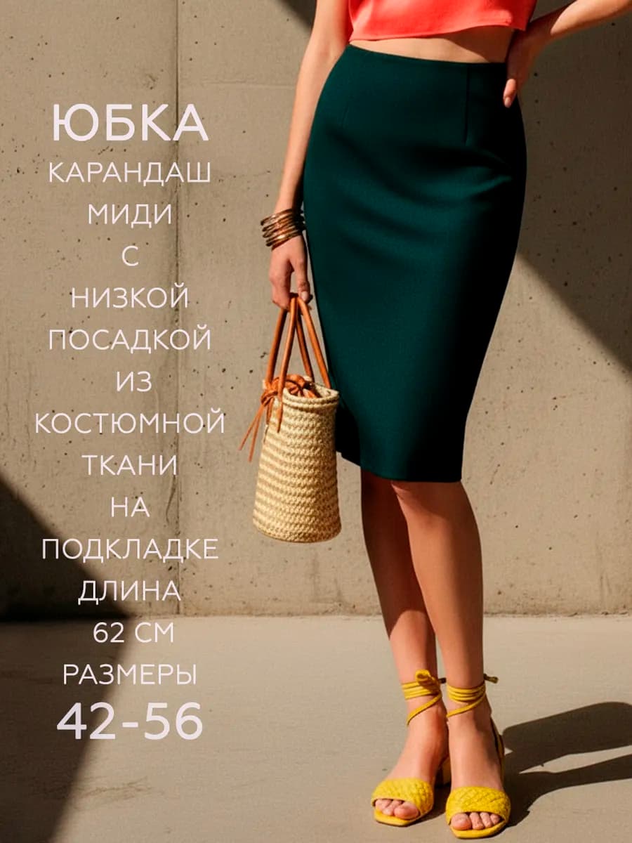 Юбка карандаш миди