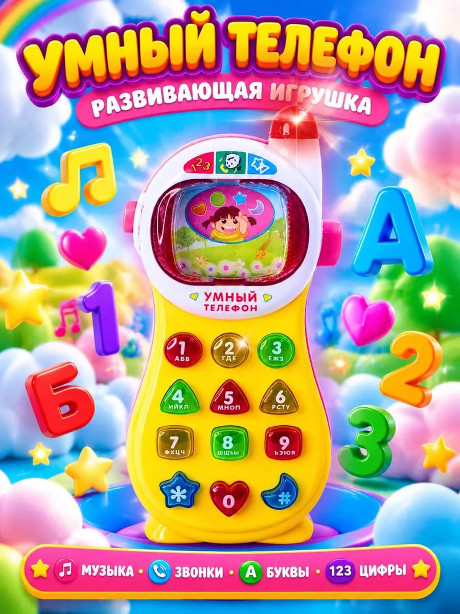 Музыкальный телефон детский развивающий