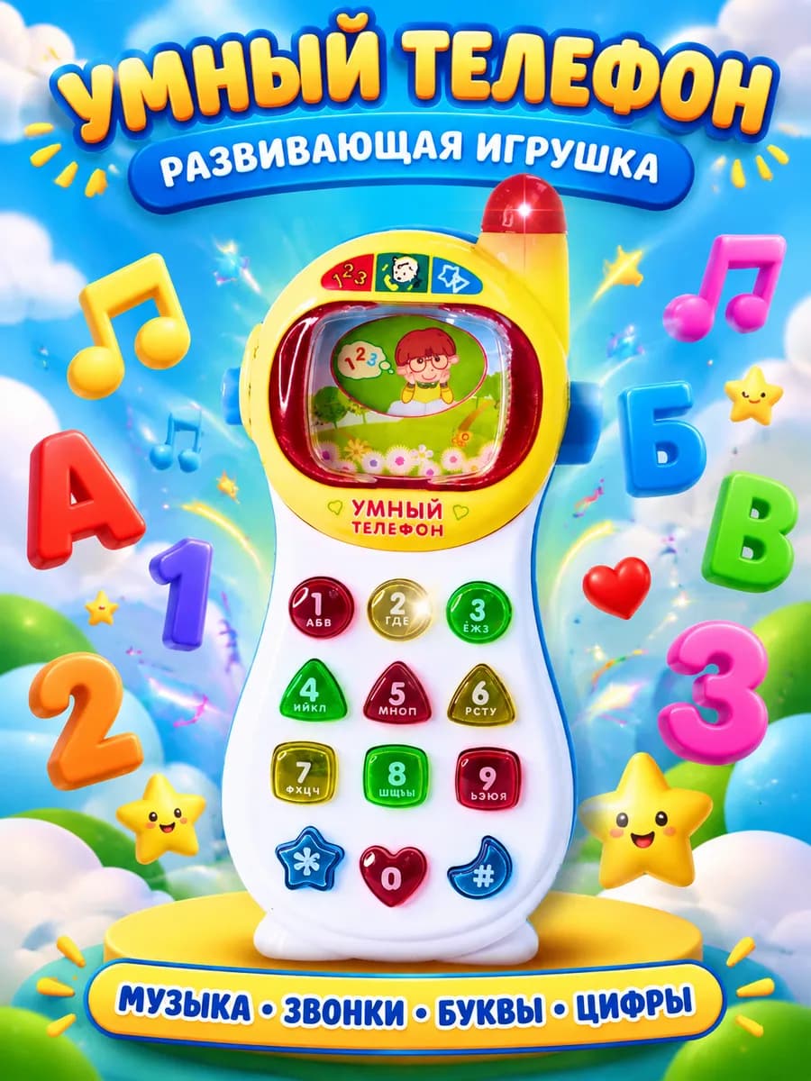 Музыкальный телефон детский развивающий
