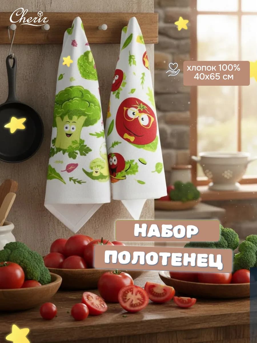 Набор полотенец "Веселые овощи" 40*65 2 шт