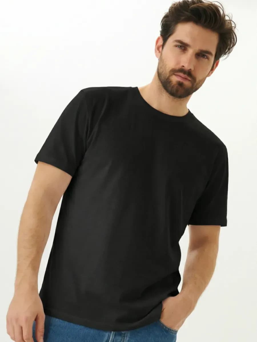 Футболка черная хлопок однотонная