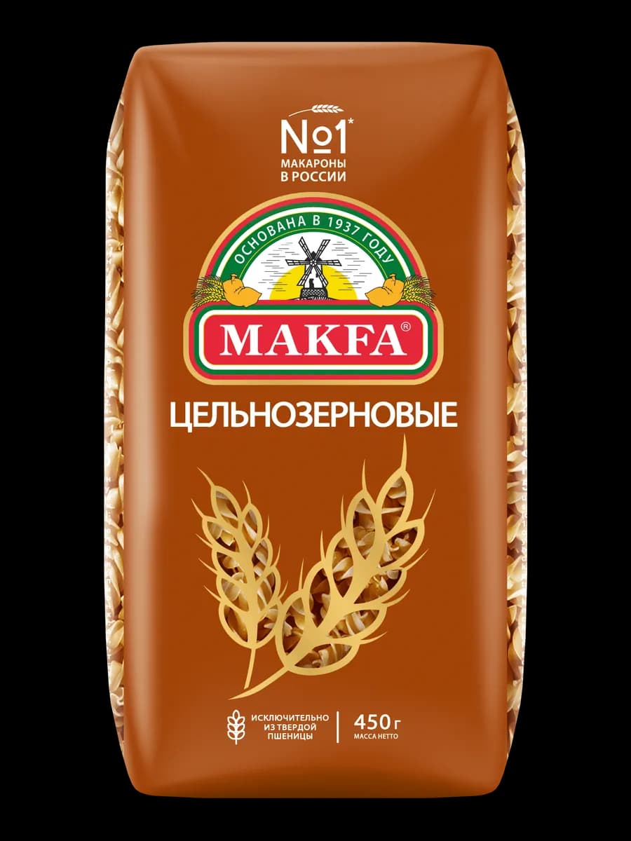Макароны "Спирали" цельнозерновые 450 г