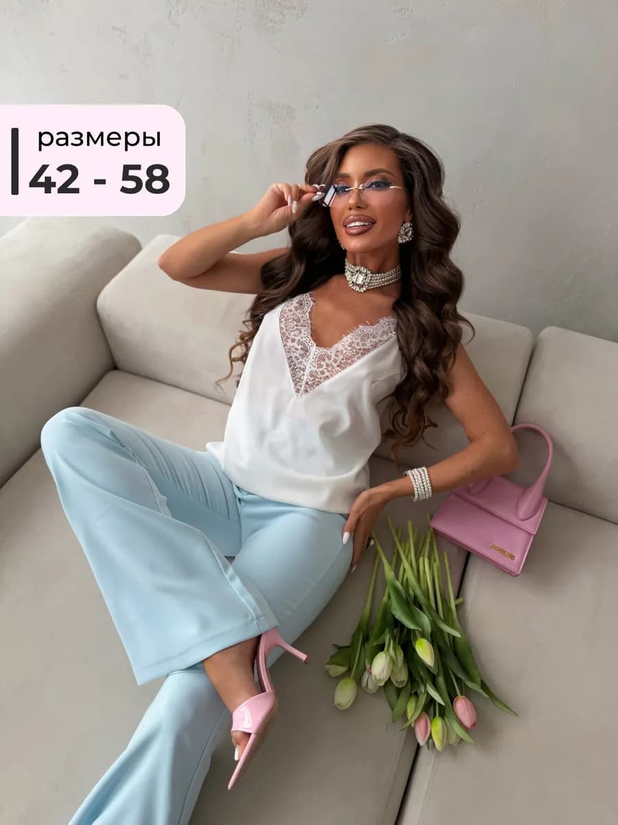 Топ шелковый с кружевом