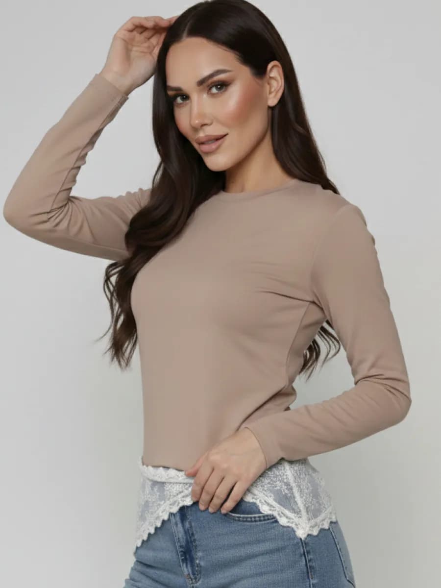 Лонгслив хлопок однотонный с длинным рукавом