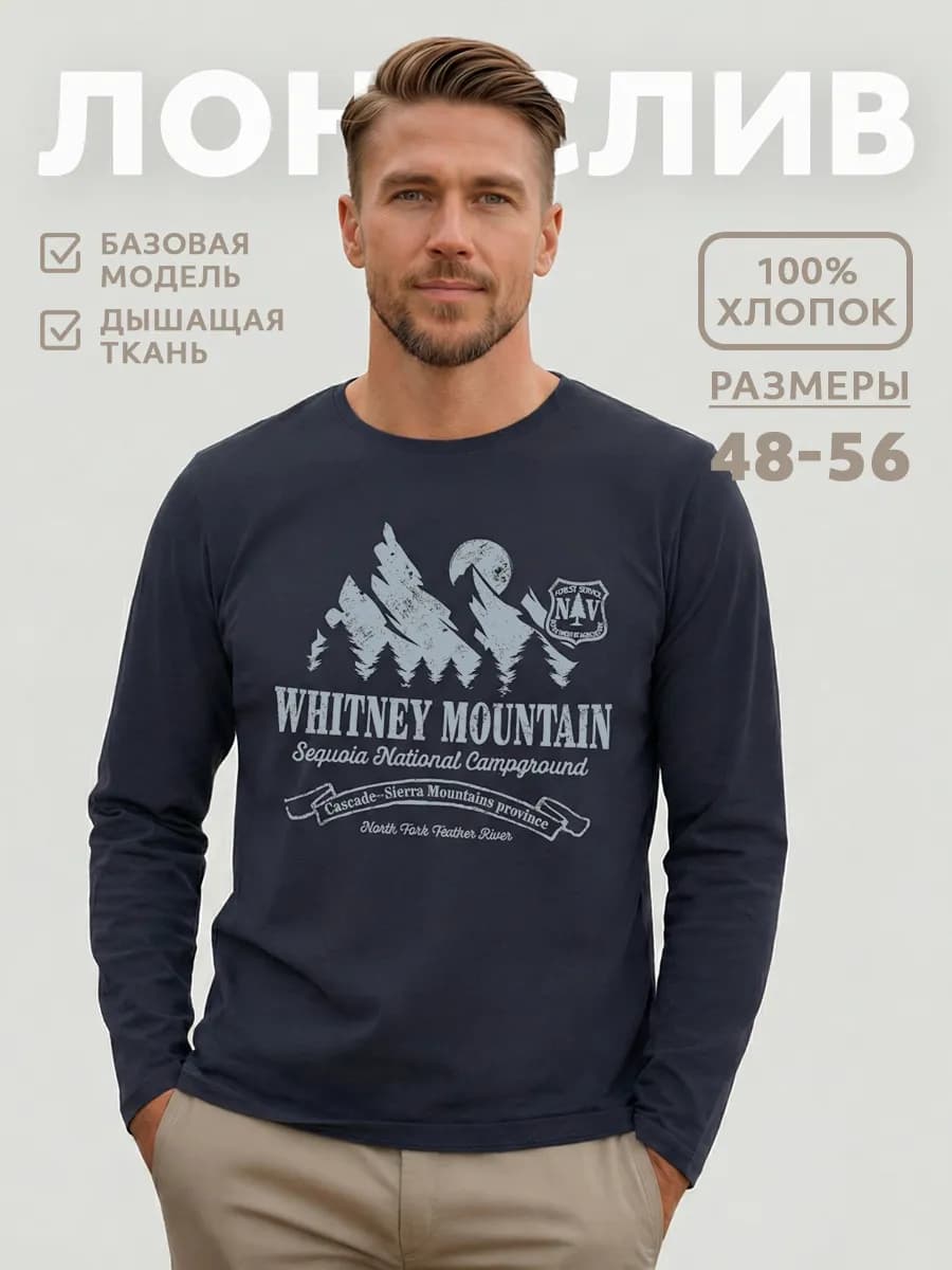 Лонгслив с принтом футболка с длинным рукавом