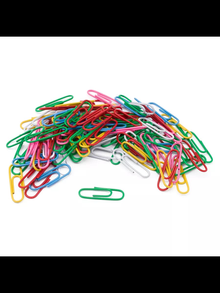 Скрепки канцелярские цветные 28 мм 100 шт