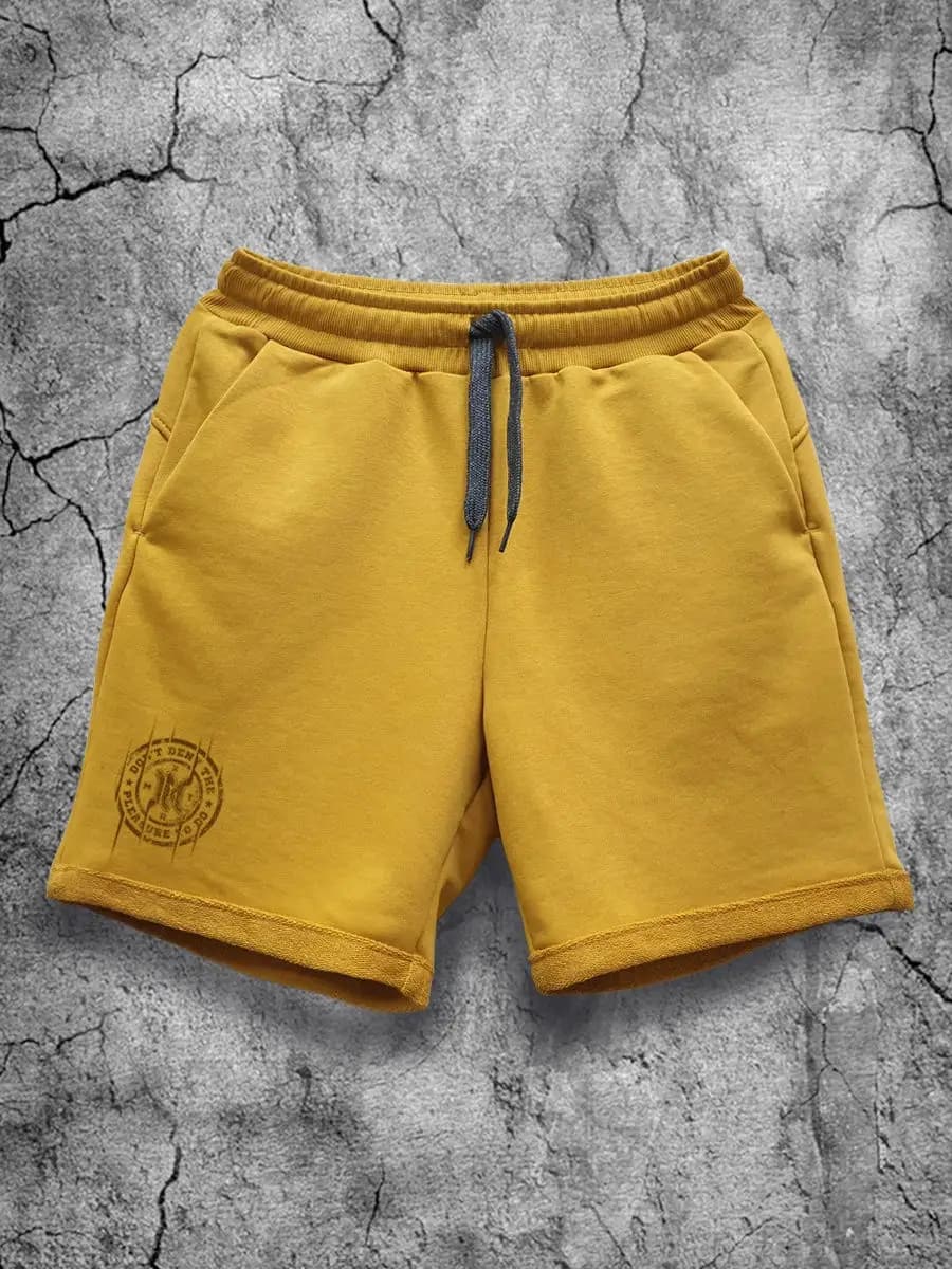 Шорты мужские желтые спортивные трикотажные для дома - фото 1