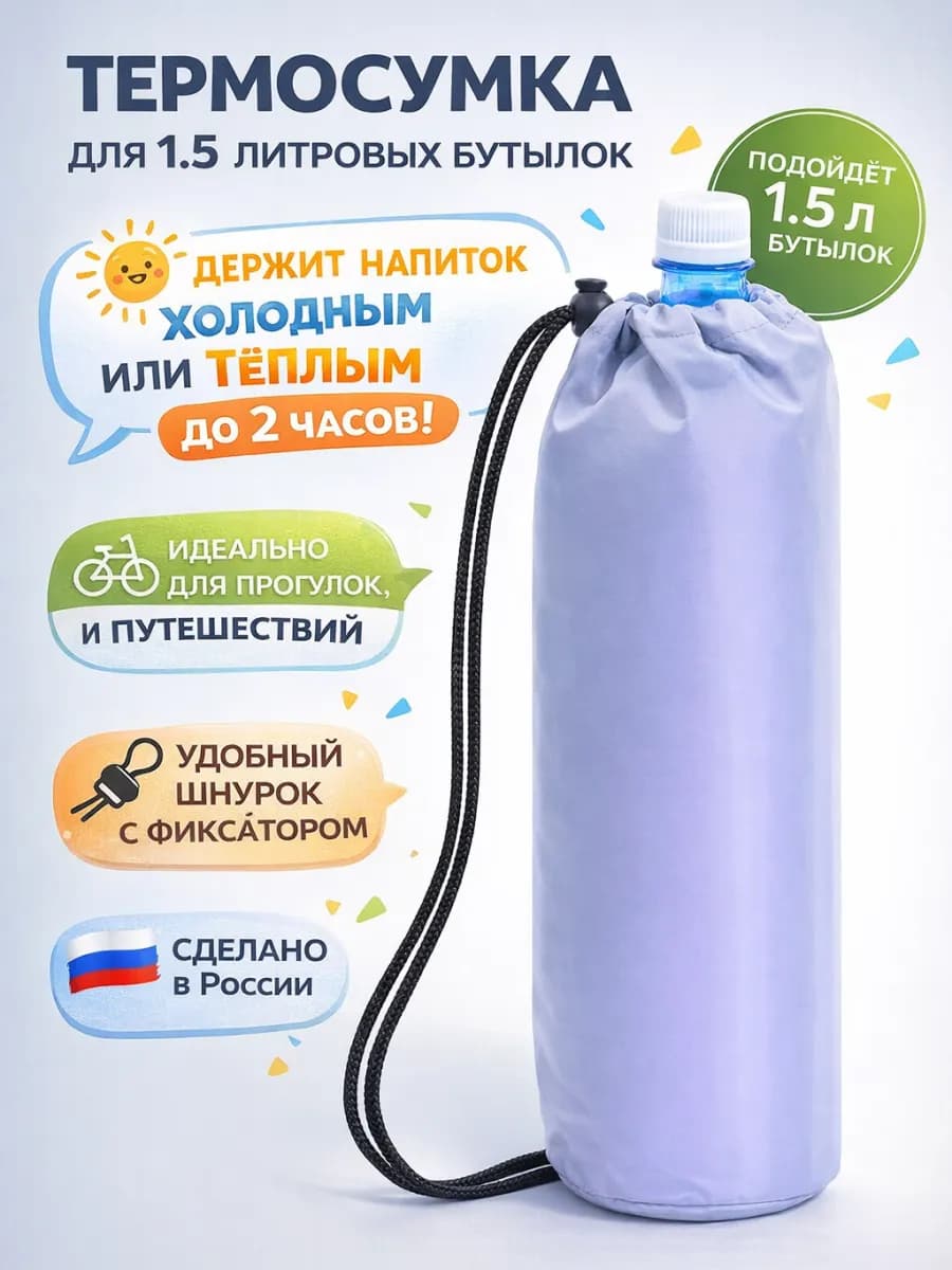 Термосумка для полторашек и бутылок с водой, 1.5 л