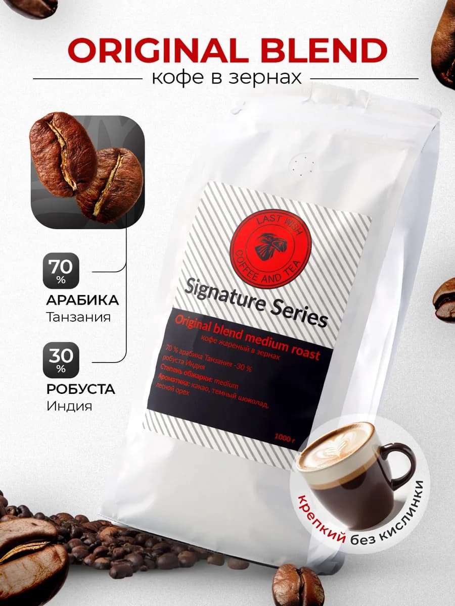 Кофе в зернах Original Blend арабика робуста 1 кг