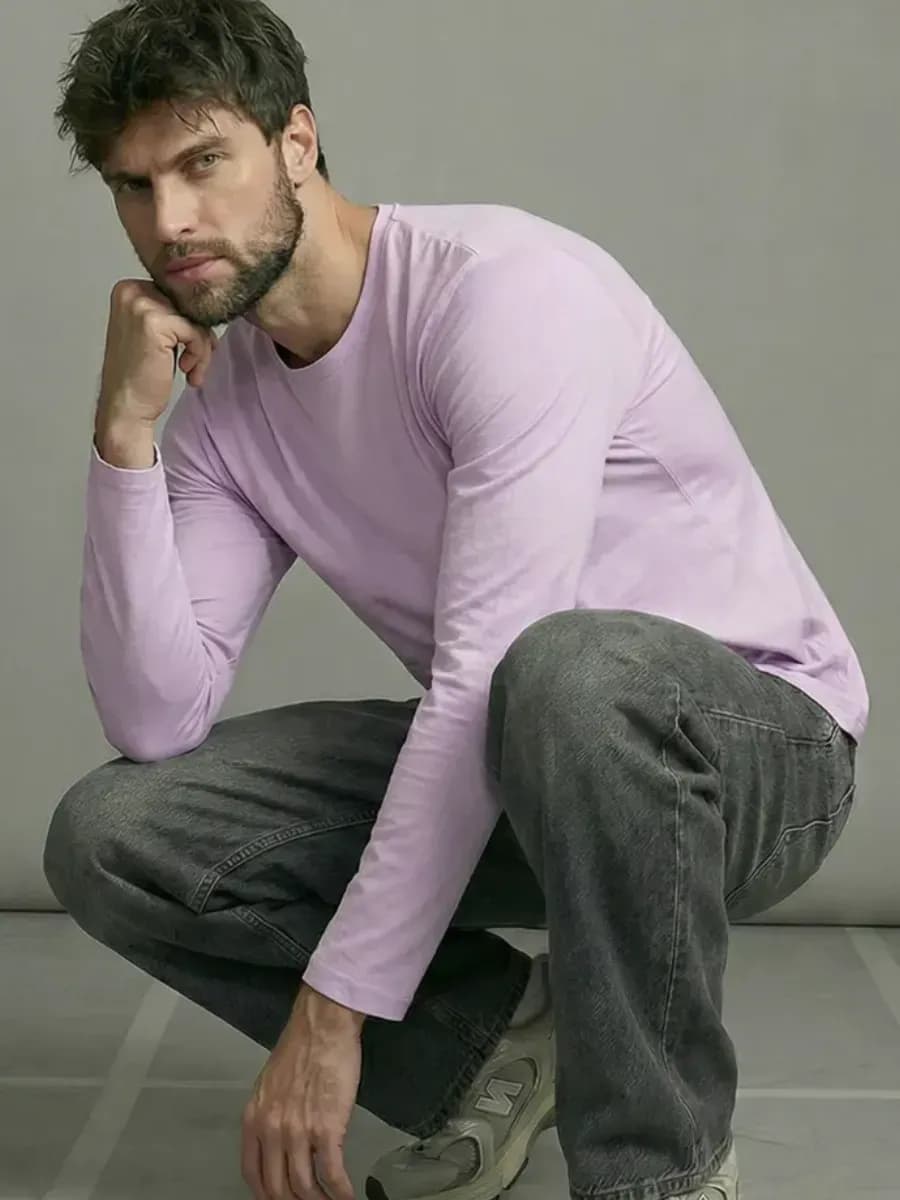 Лонгслив фиолетовый футболка с длинным рукавом хлопок