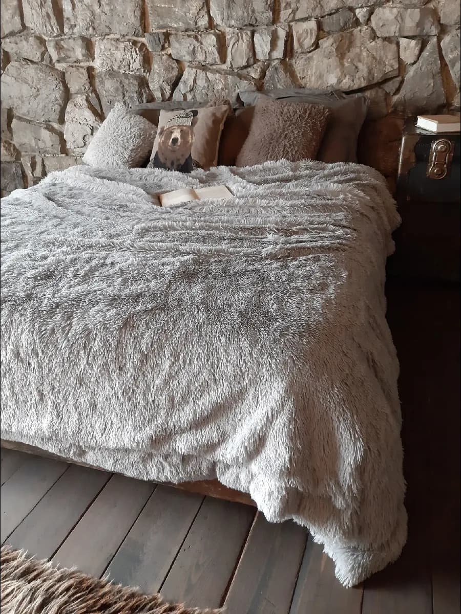 Плед 1.5 спальный 150х200 с длинным ворсом, травка