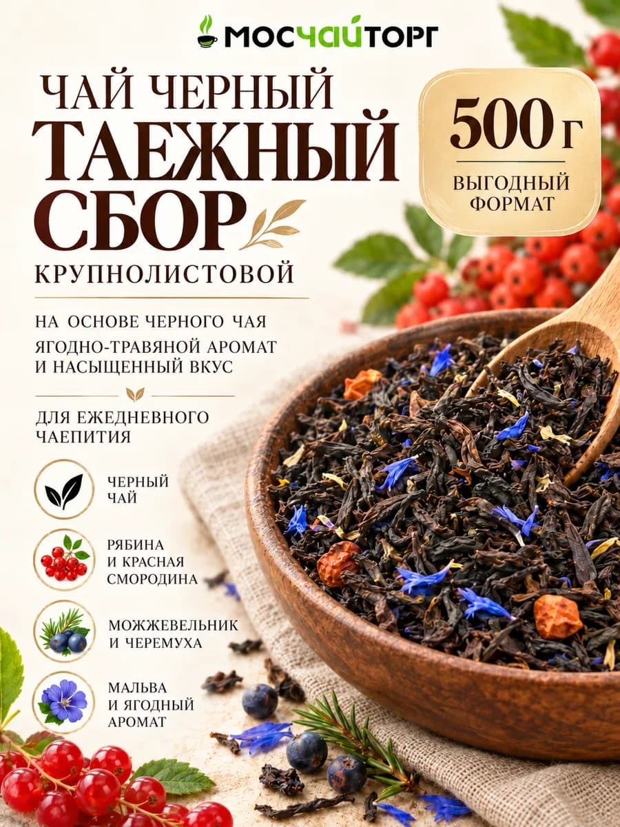 Чай черный таежный сбор крупнолистовой 500 г