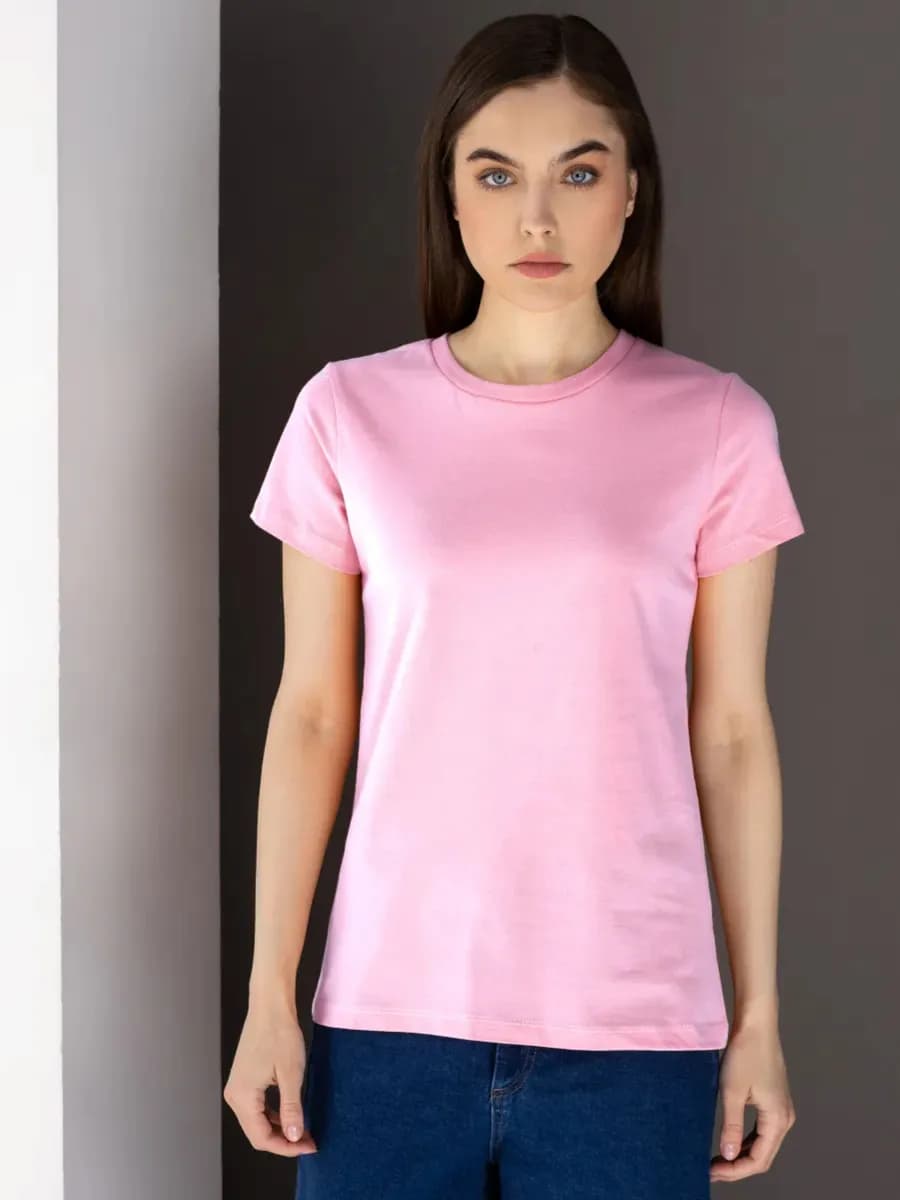 Футболка розовая однотонная хлопок