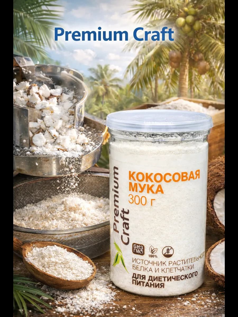 Кокосовая мука мелкого помола 300 гр