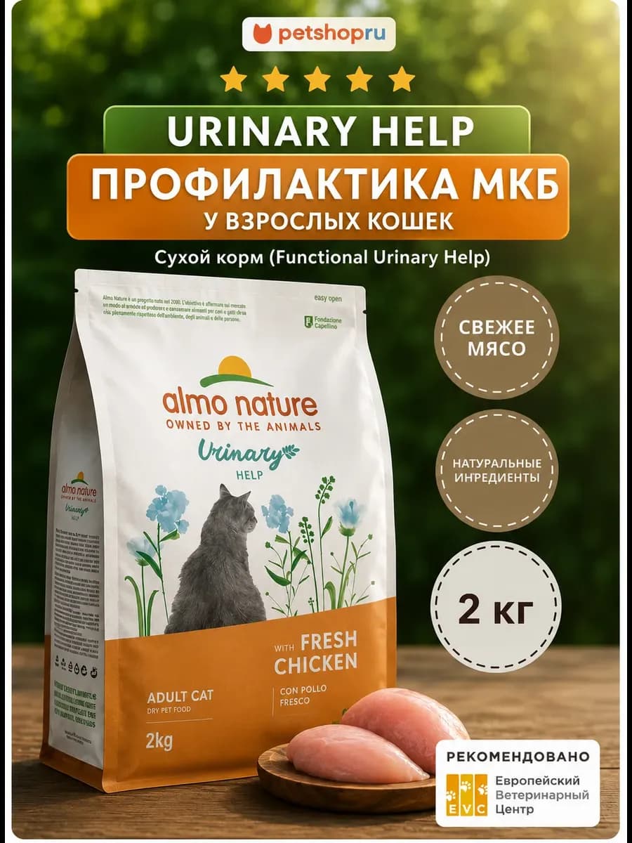 Urinary Сухой корм для кошек профилактика МКБ 2кг