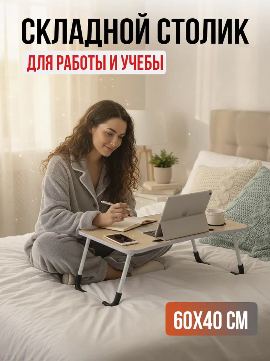 Столик для ноутбука в кровать складной, поднос для завтрака