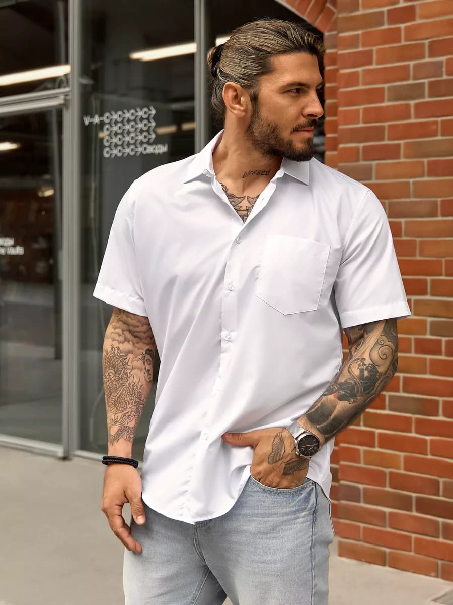 Рубашка с коротким рукавом белая