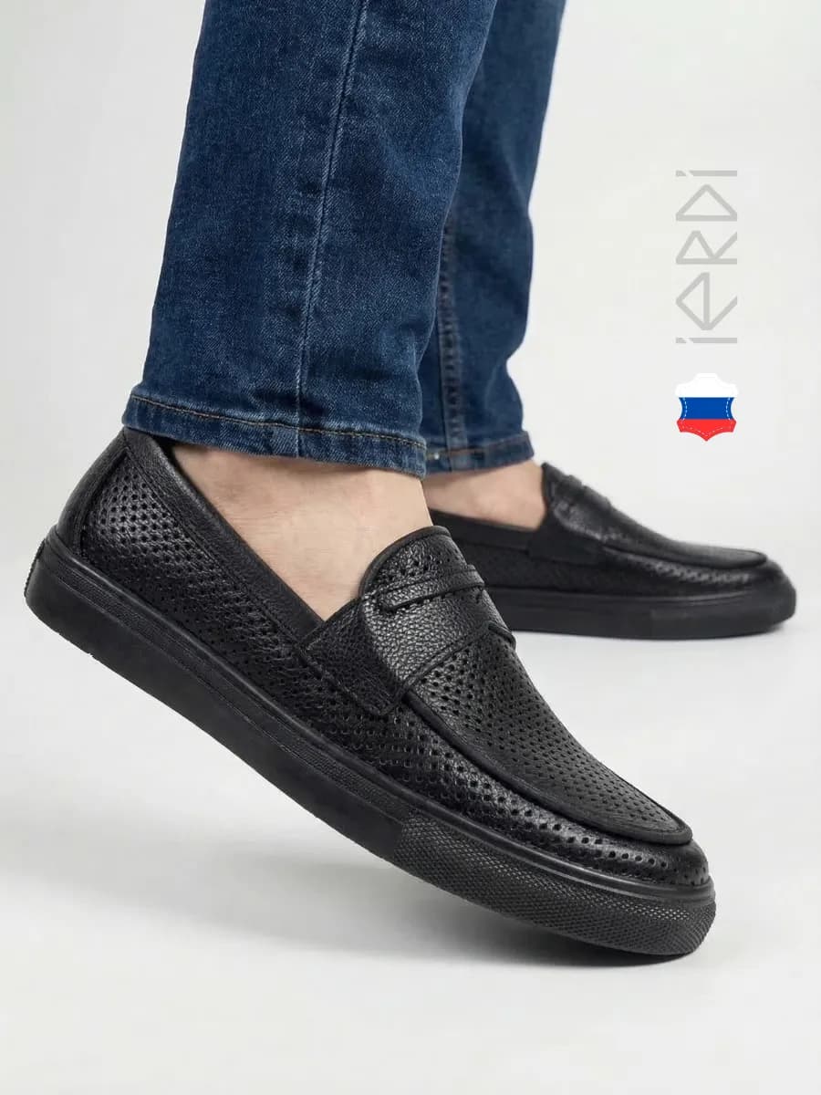 Мокасины из натуральной кожи с перфорацией