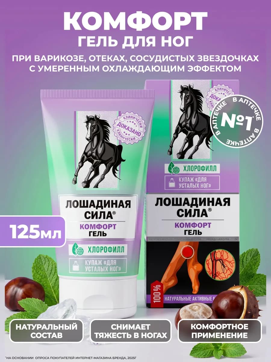 Крем гель для ног и вен комфорт охлаждающий с ментолом, мазь…