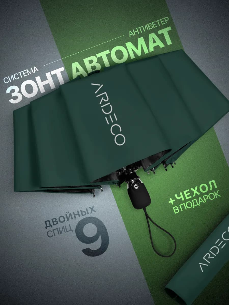 Зонт автомат антиветер складной однотонный облегченный