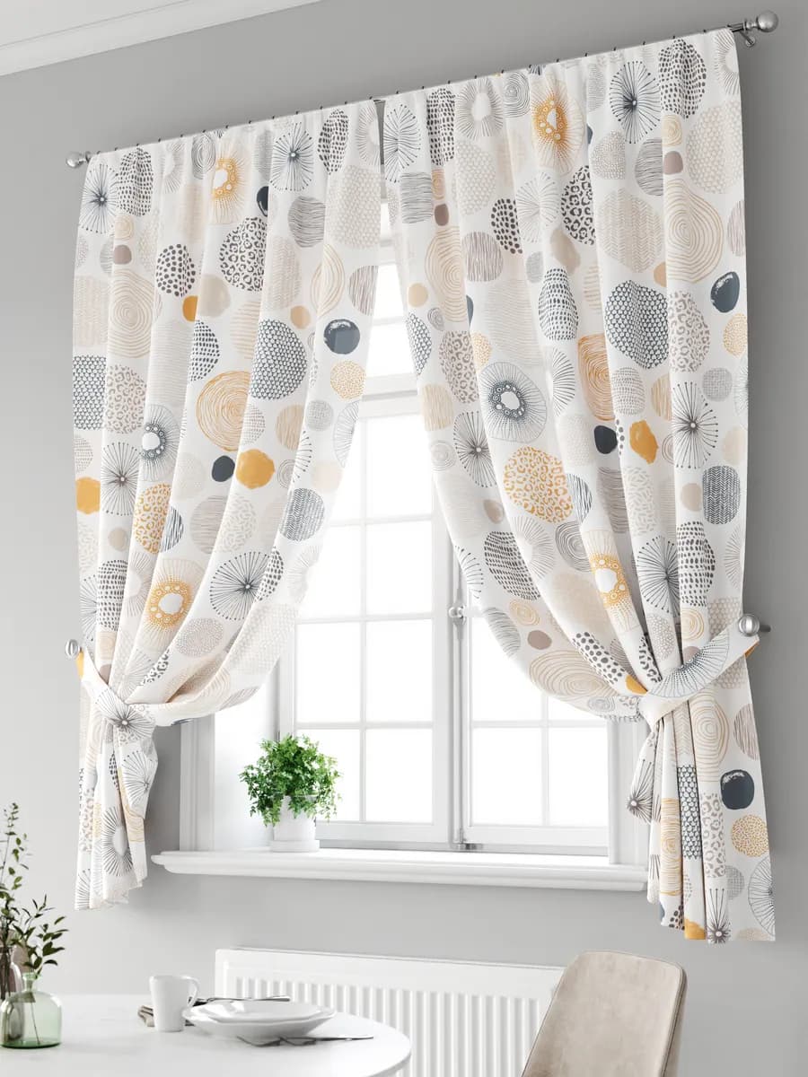 Шторы на кухню для дачи короткие комплект 180 см 2шт