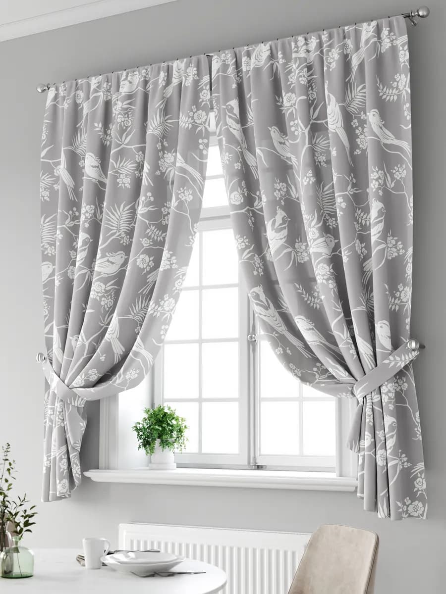 Шторы на кухню для дачи короткие комплект 180 см 2шт