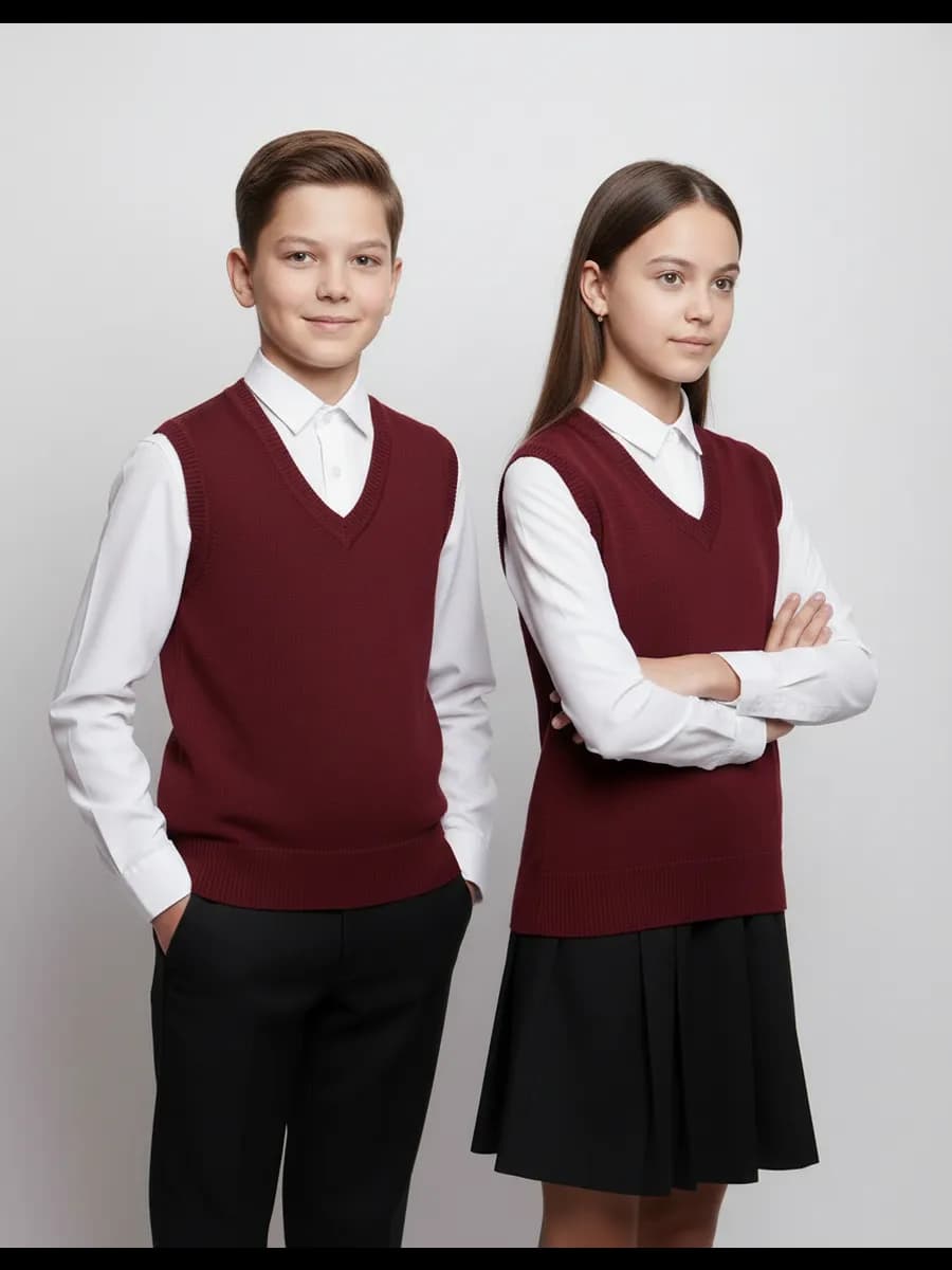 Жилет для девочки мальчика школьная бордовый жилетка школьны