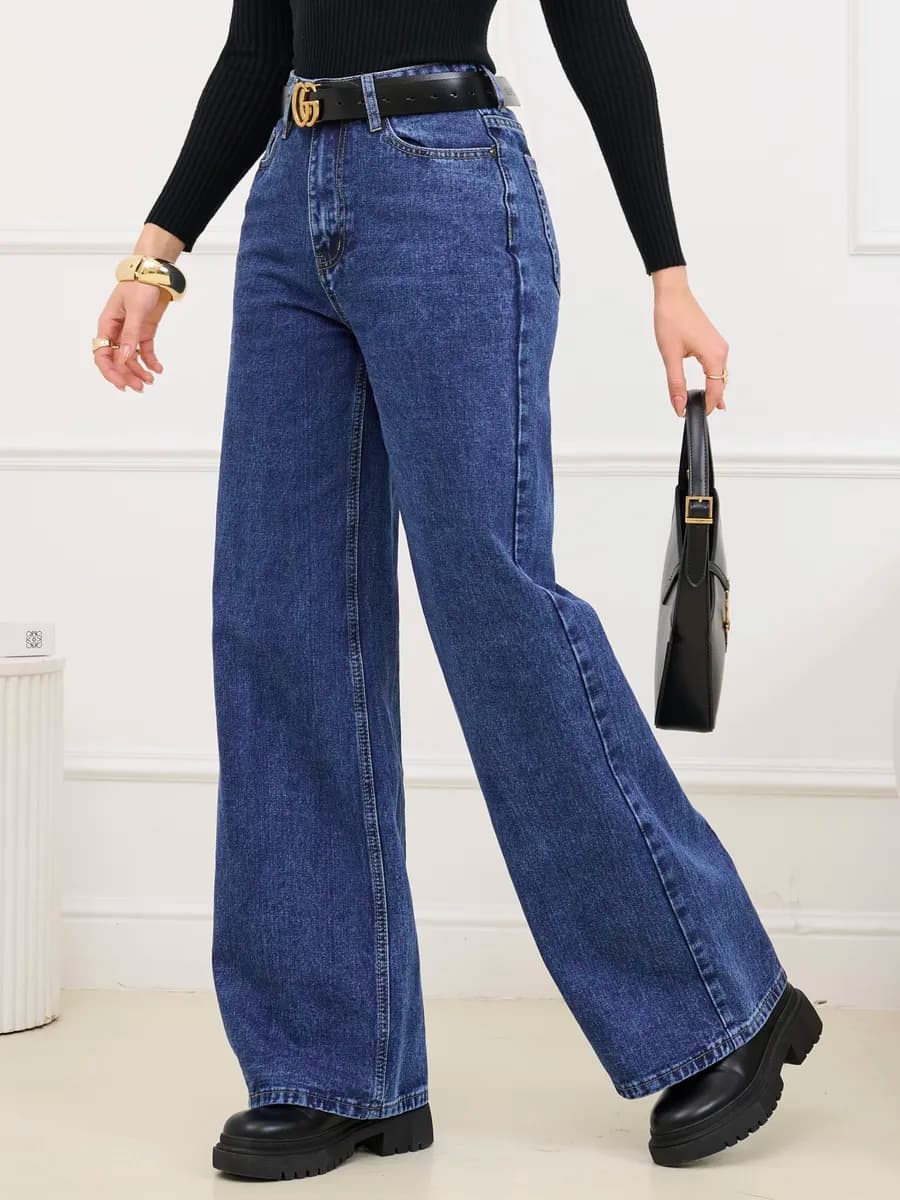 Джинсы широкие прямые трубы - фото 1