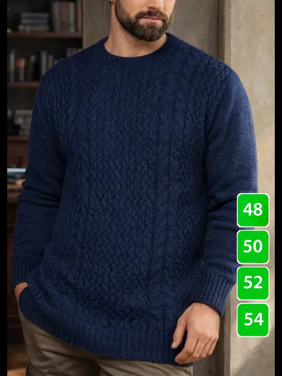 Свитер тонкий вязаный без горла шерсть - фото 1