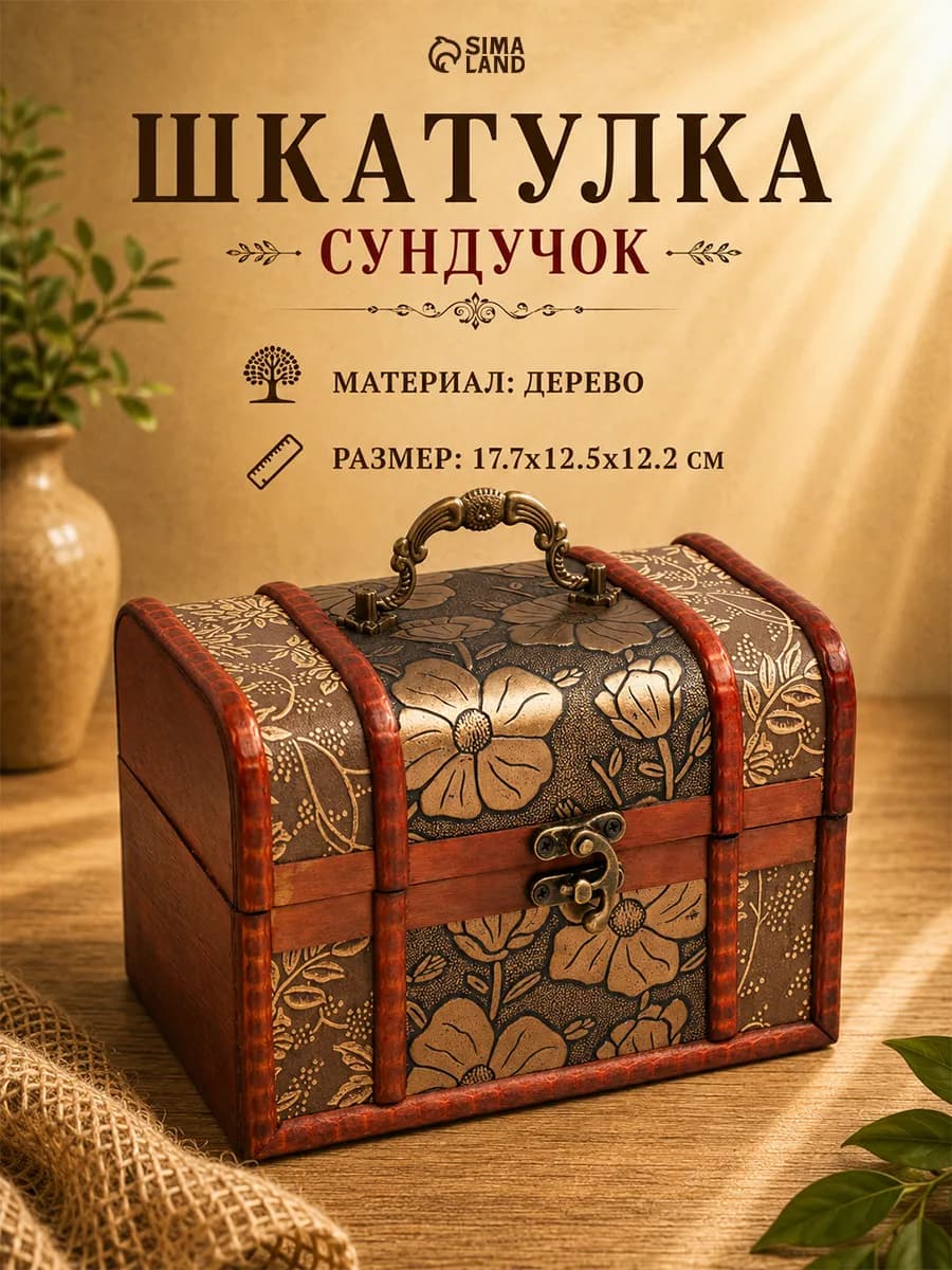 Шкатулка для украшений сундучок винтаж