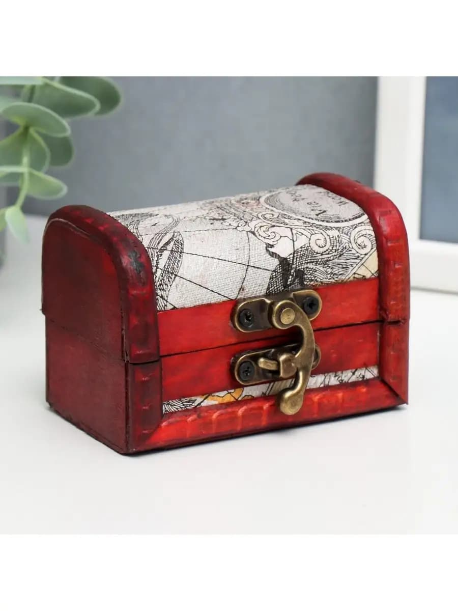 Шкатулка сундучок "Карта" 6х6х9 см