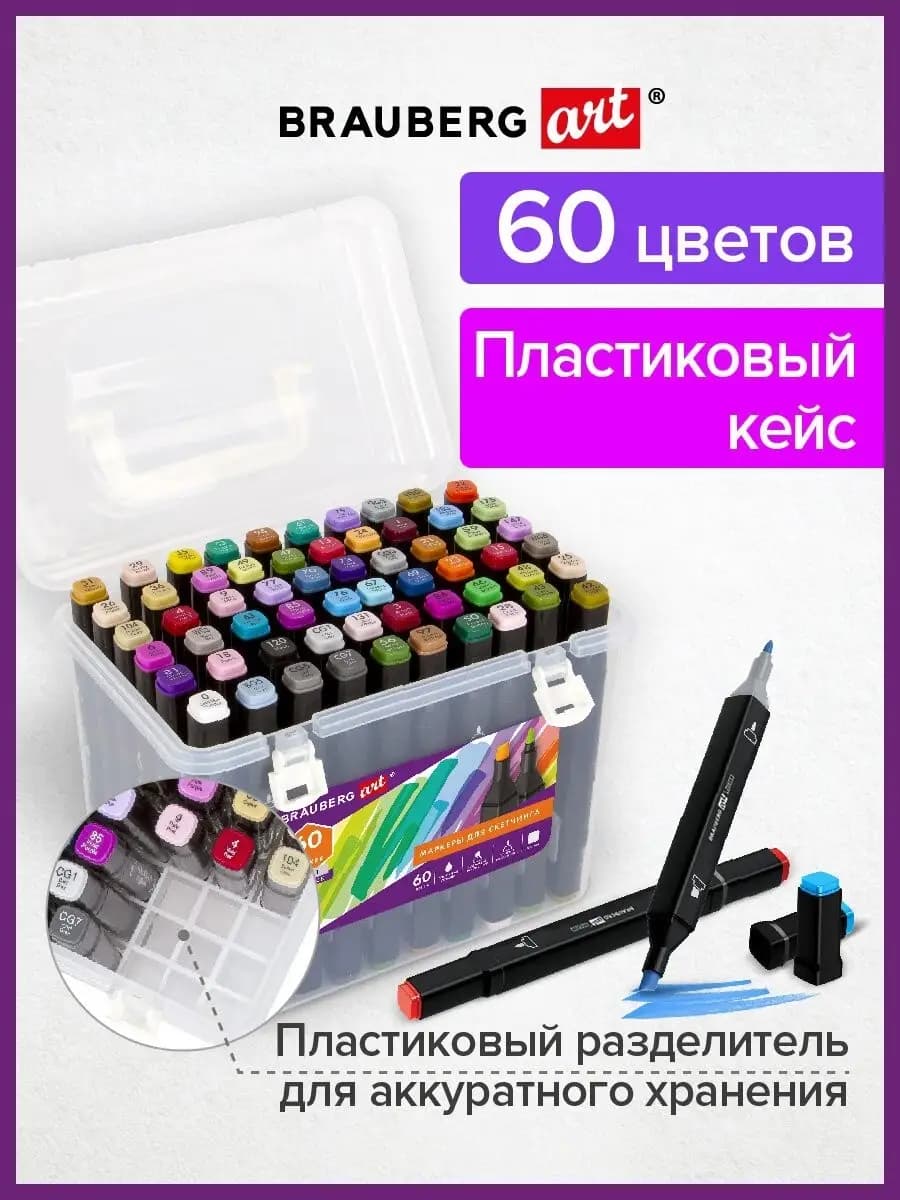Маркеры для скетчинга фломастеры скетч для рисования 60 шт