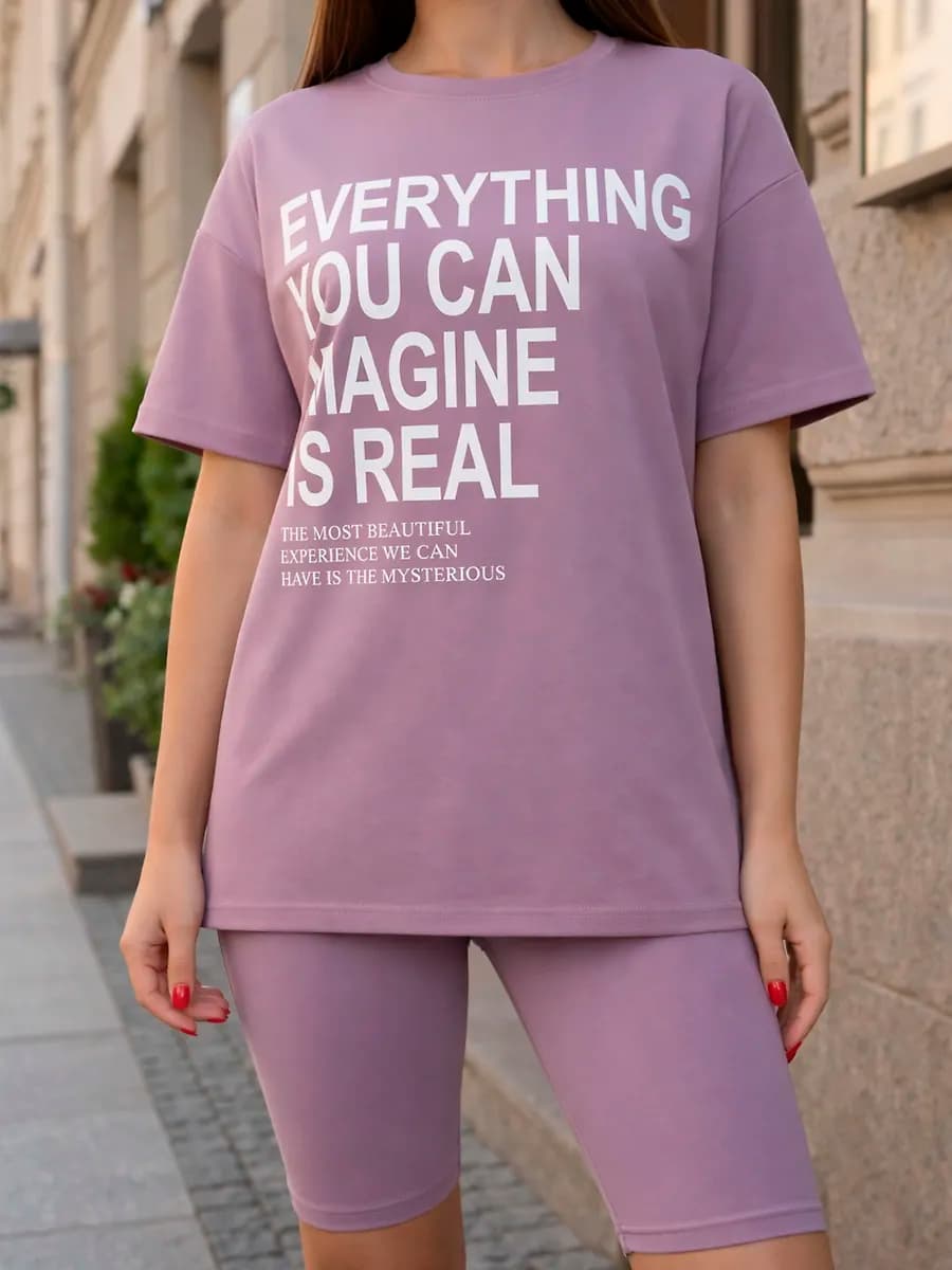 Костюм повседневный с велосипедками и футболкой