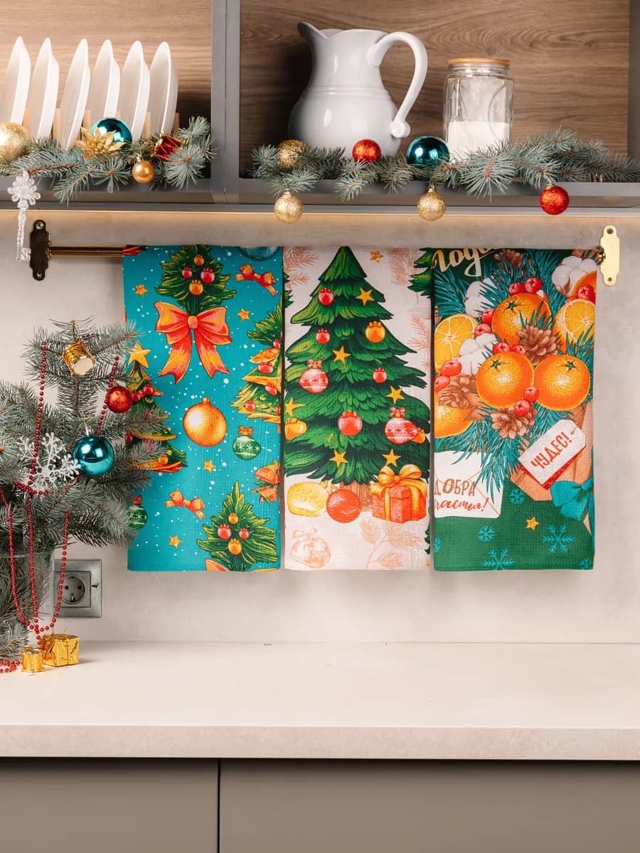 Полотенца кухонные в подарок на Новый год 2026