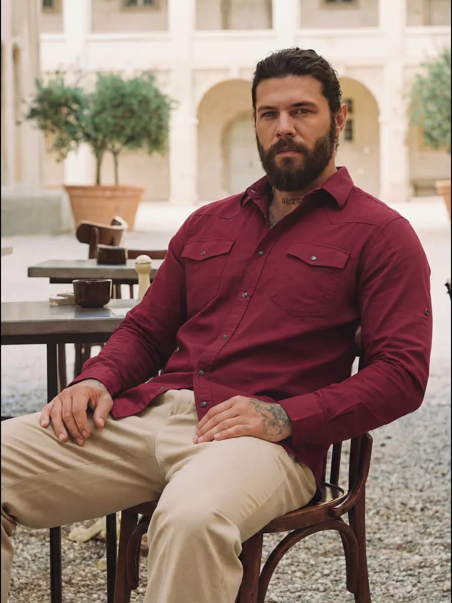 Рубашка мужская джинсовая на кнопках