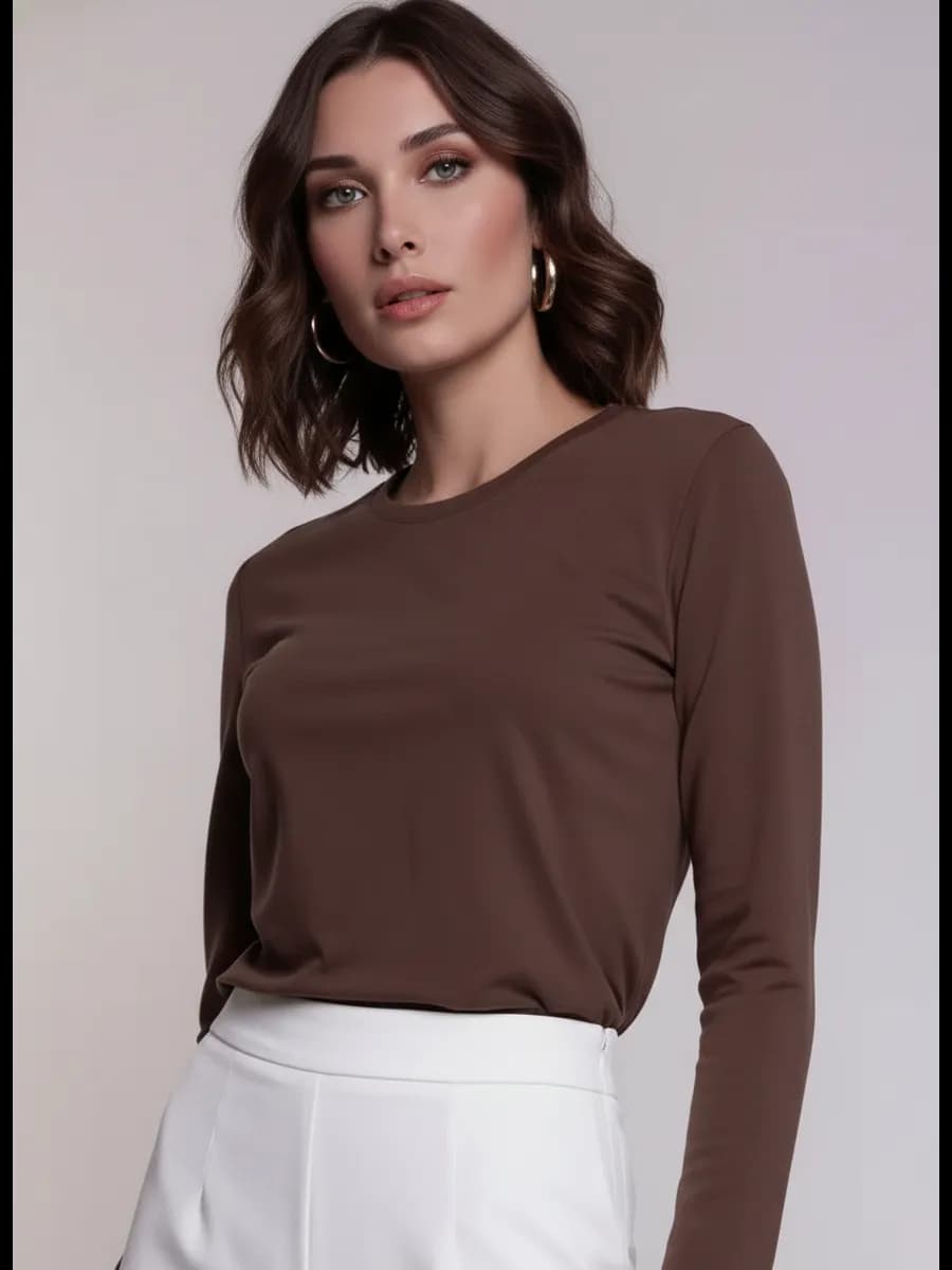 Лонгслив женский однотонный базовый эластичный спортивный