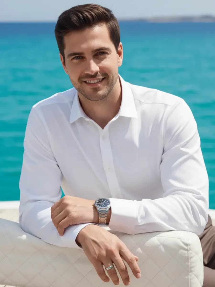 Рубашка приталеная SLIM FIT с длинными рукавами белая