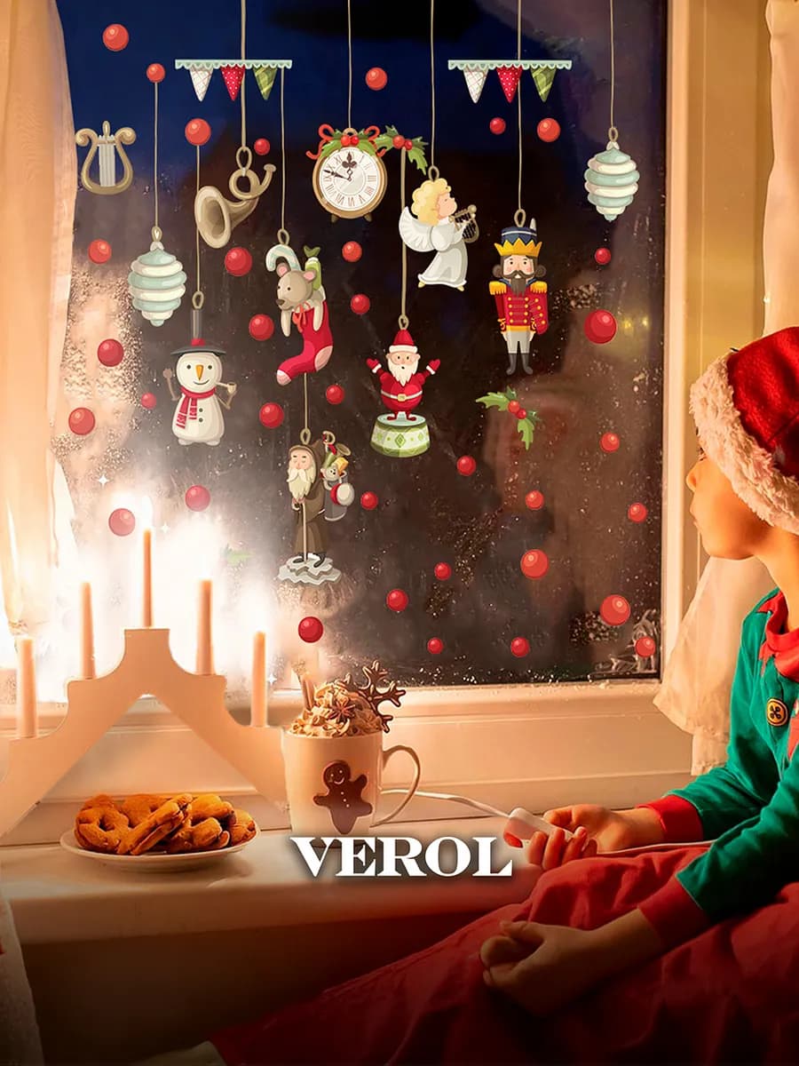 Новогодние наклейки интерьерные, украшения на окна 2026