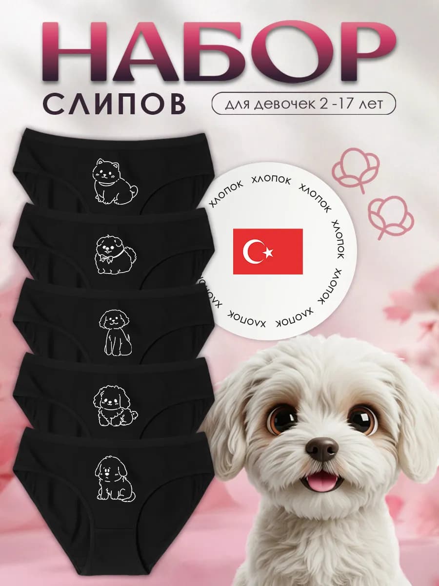 Трусы детские подростковые, набор 5 шт