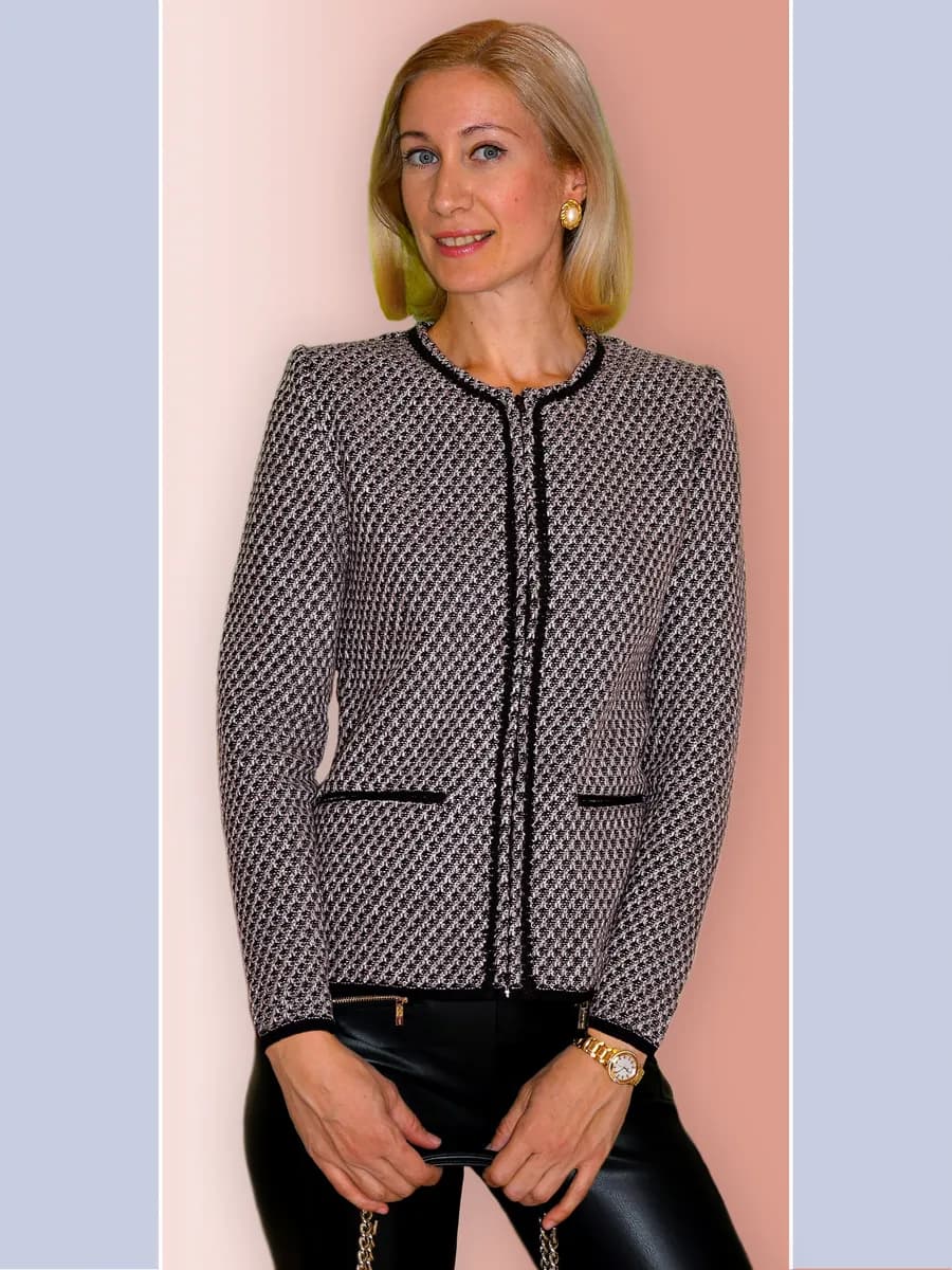 Жакет трикотажный укороченный, офисный пиджак на молнии