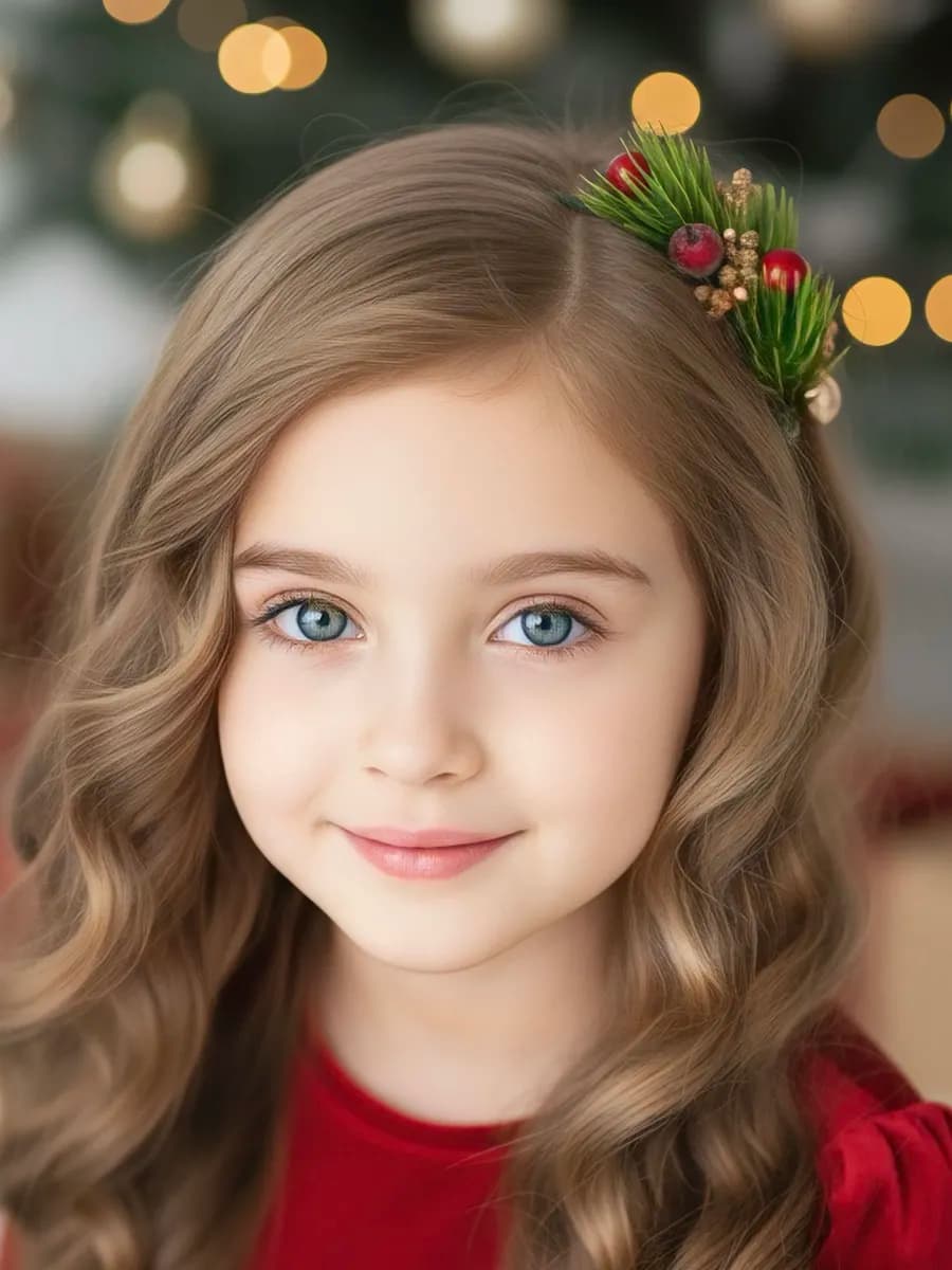 Новогодний ободок с елочкой и золотыми ягодами