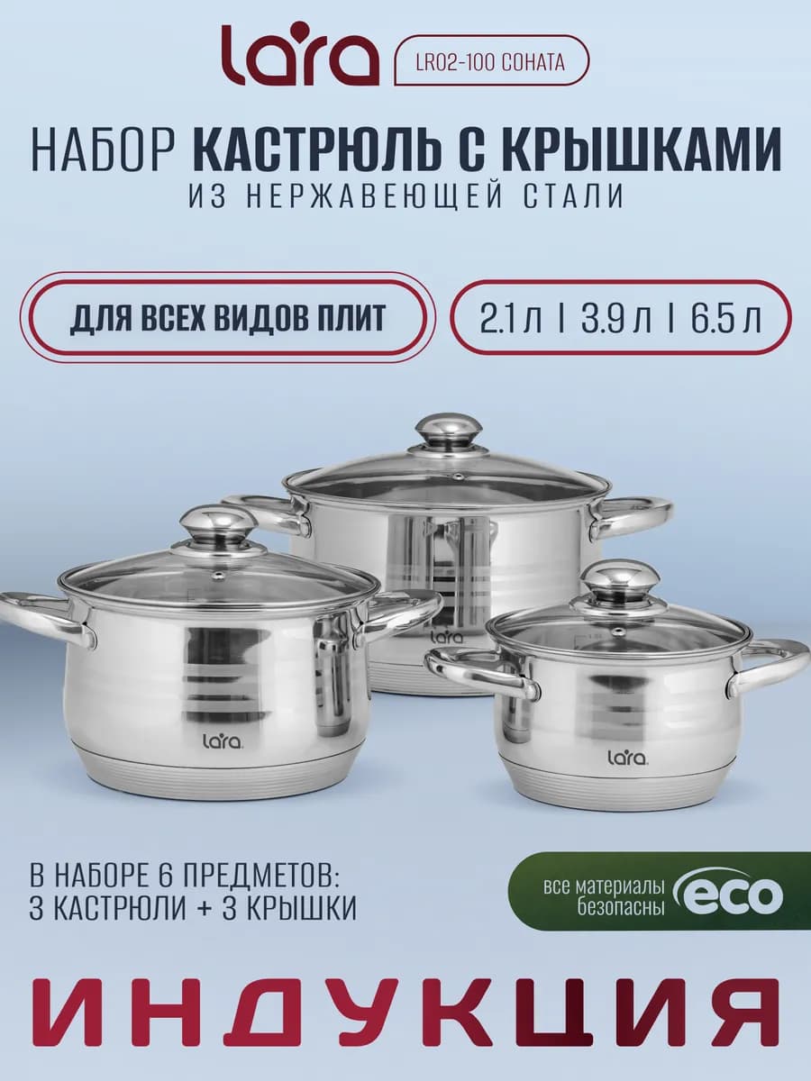 Набор кастрюль из нержавеющей стали LR02-100