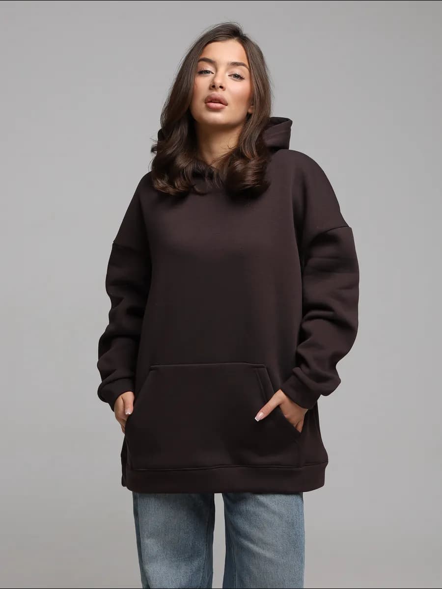 Толстовка удлиненная оверсайз с начесом