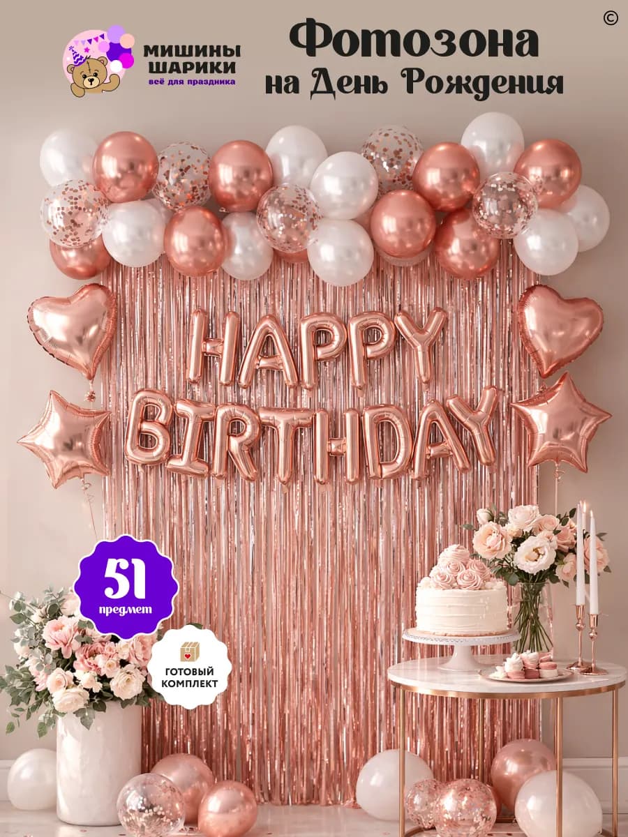 Воздушные шары на день рождения фотозона happy birthday