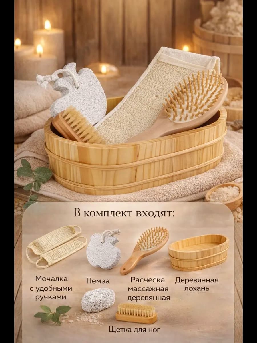 Банный набор для сауны и ванной №6 ( 5 предметов )