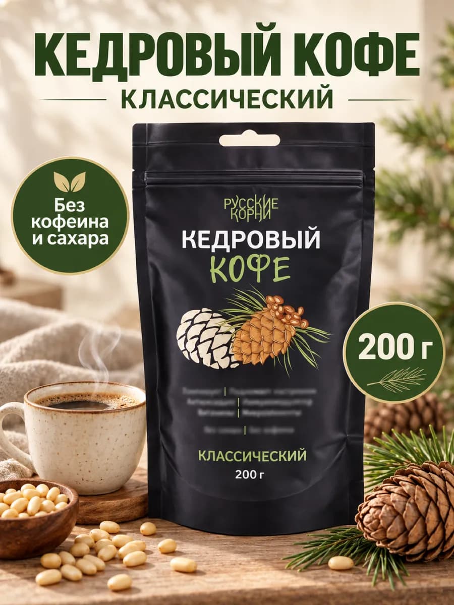 Растворимый кофе кедровый без кофеина, без сахара