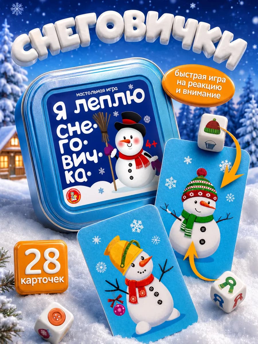 Настольная игра для детей на реакцию Снеговички