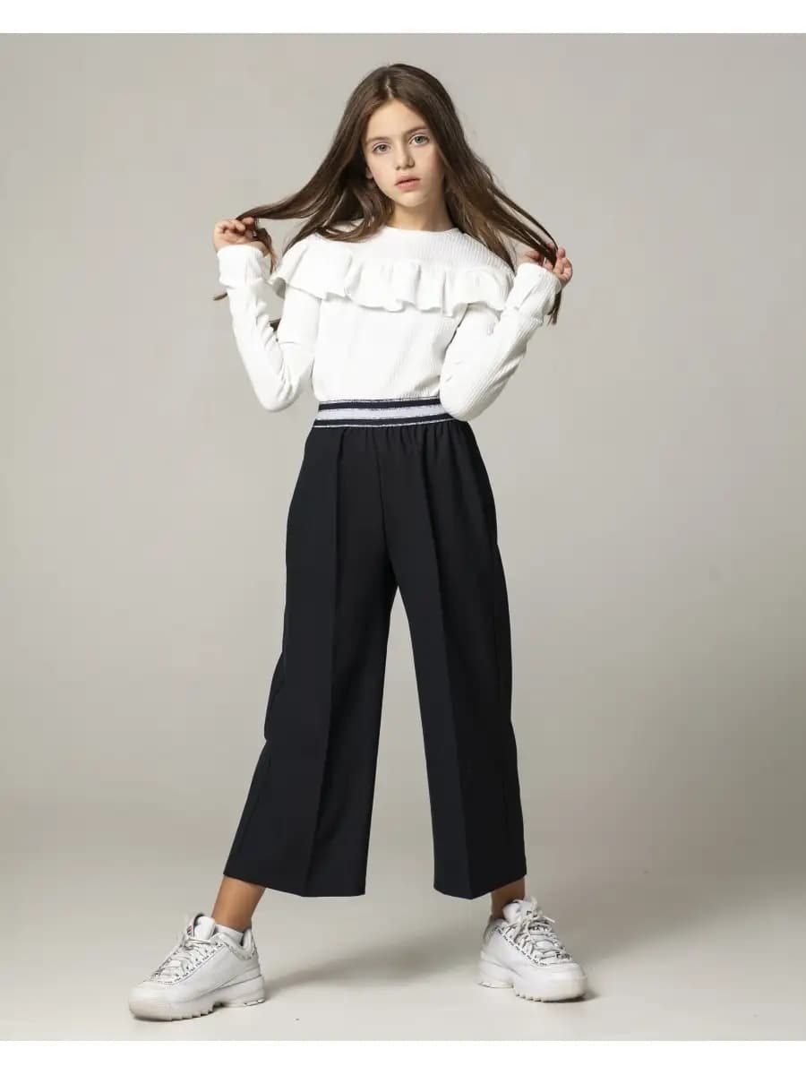 Брюки палаццо для девочки школьные на резинке широкие